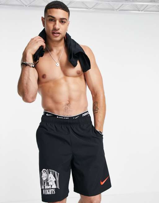 Nike Training - Short met Heavy Weights-print in zwart