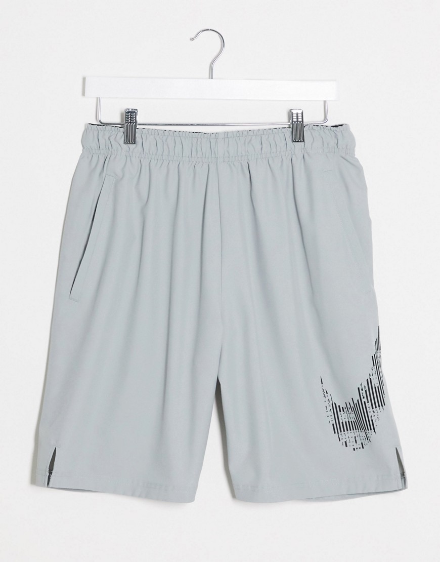 Nike Training shorts with camo swoosh in grey