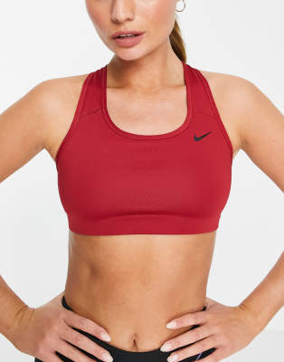 Nike Training - Sport bh zonder vulling met medium ondersteuning en swoosh in rood-Roze