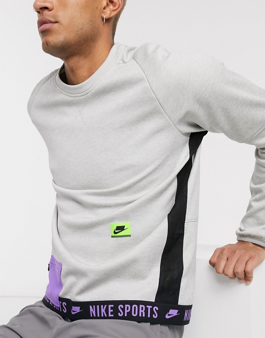 Nike Training - Sport Pack - Grå therma-sweatshirt med rund hals