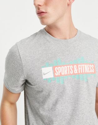 Nike Training Sports & Fitness print t-shirt in grey
