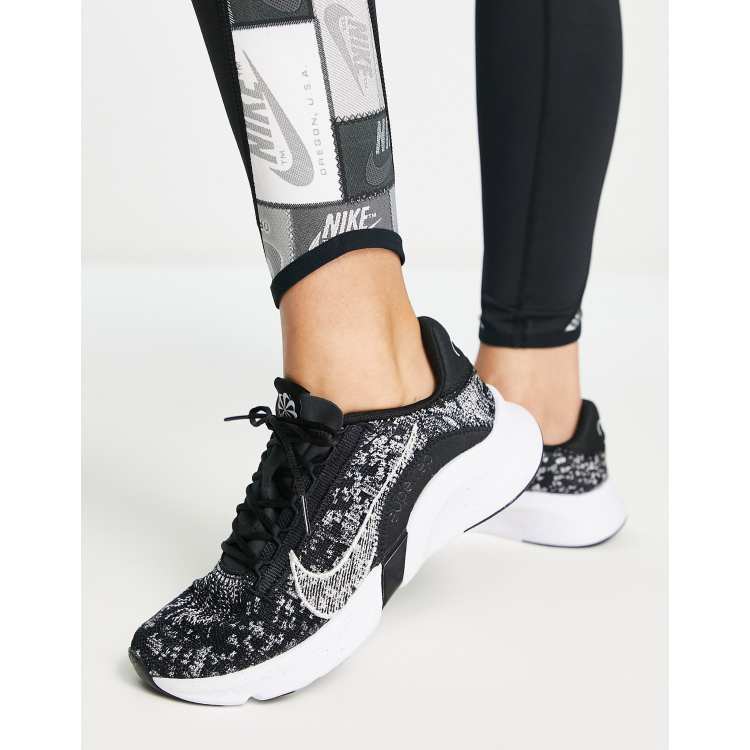 gård aftale elektropositive Nike Training SuperRep Go 3 Flyknit sneakers in black/white | ASOS