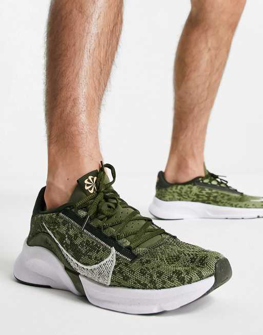 Nike Training SuperRep Go 3 Flyknit Sneakers in kaki