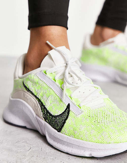 Nike Training SuperRep Go 3 Flyknit sneakers in yellow and white