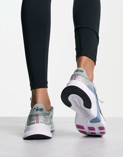 Nike Training Superrep Go 3 flyknit trainers in silver mix ASOS