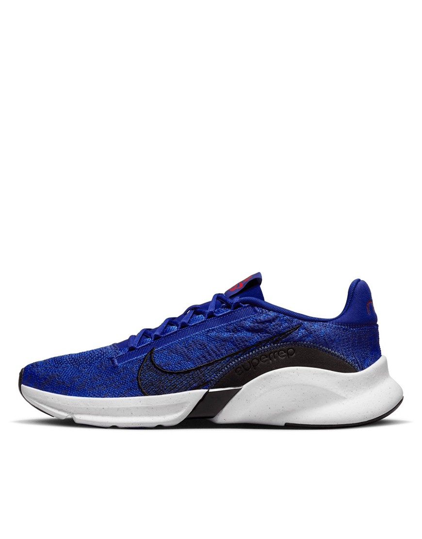 Nike Training SuperRep Go 3 Next Flyknit sneakers in blue and white