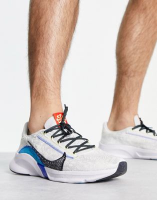 Nike Training SuperRep Go Fly Knit trainers in white and blue - ASOS Price Checker