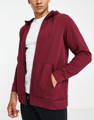Nike Training Dri-FIT fleece full zip sweat top in dark red - ASOS Price Checker