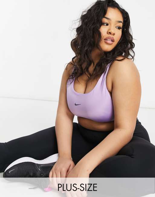 Purple Nike Swoosh Pullover Sports Bras.