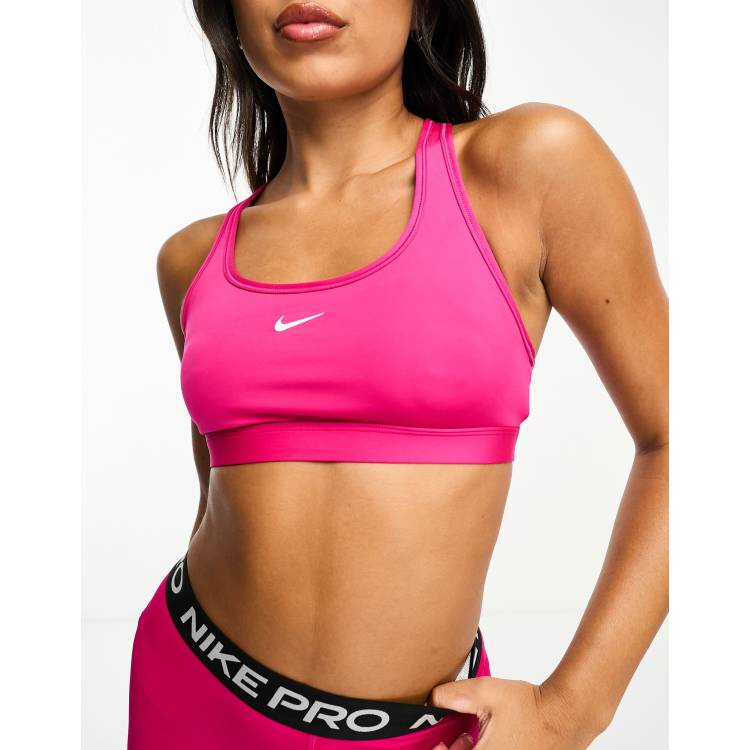 Nike Training swoosh zip front bra in black