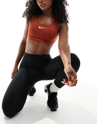 Nike Training Swoosh Dri-Fit medium support bra in rugged orange
