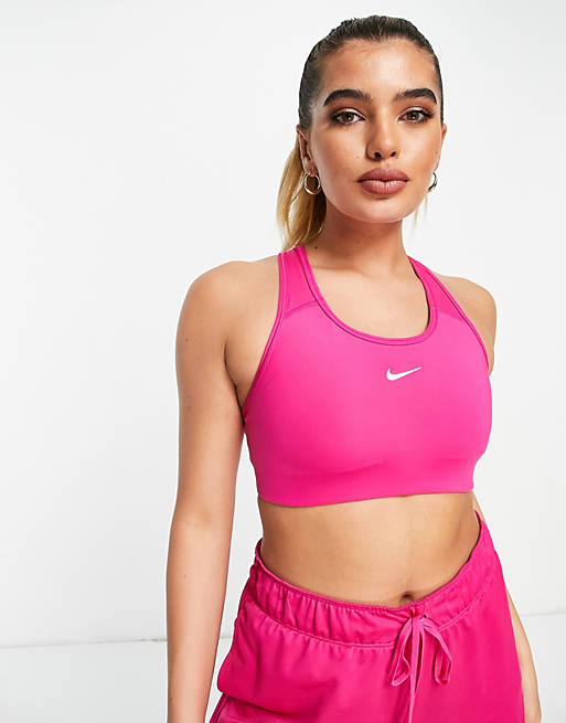  Nike Training Swoosh Dri-FIT medium support sports bra in hot pink 