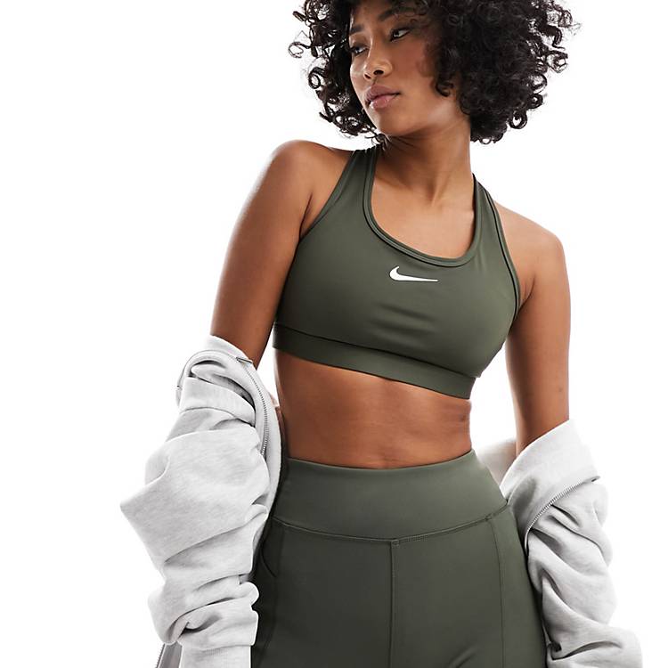 Women's Crop Tank Sports Bra Padded Athletic Yoga Top - Army Green / XS