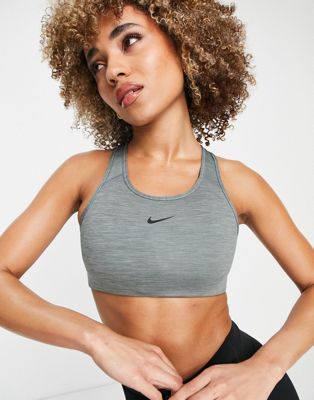 Nike Training Swoosh Dri-FIT medium support padded sports bra in grey
