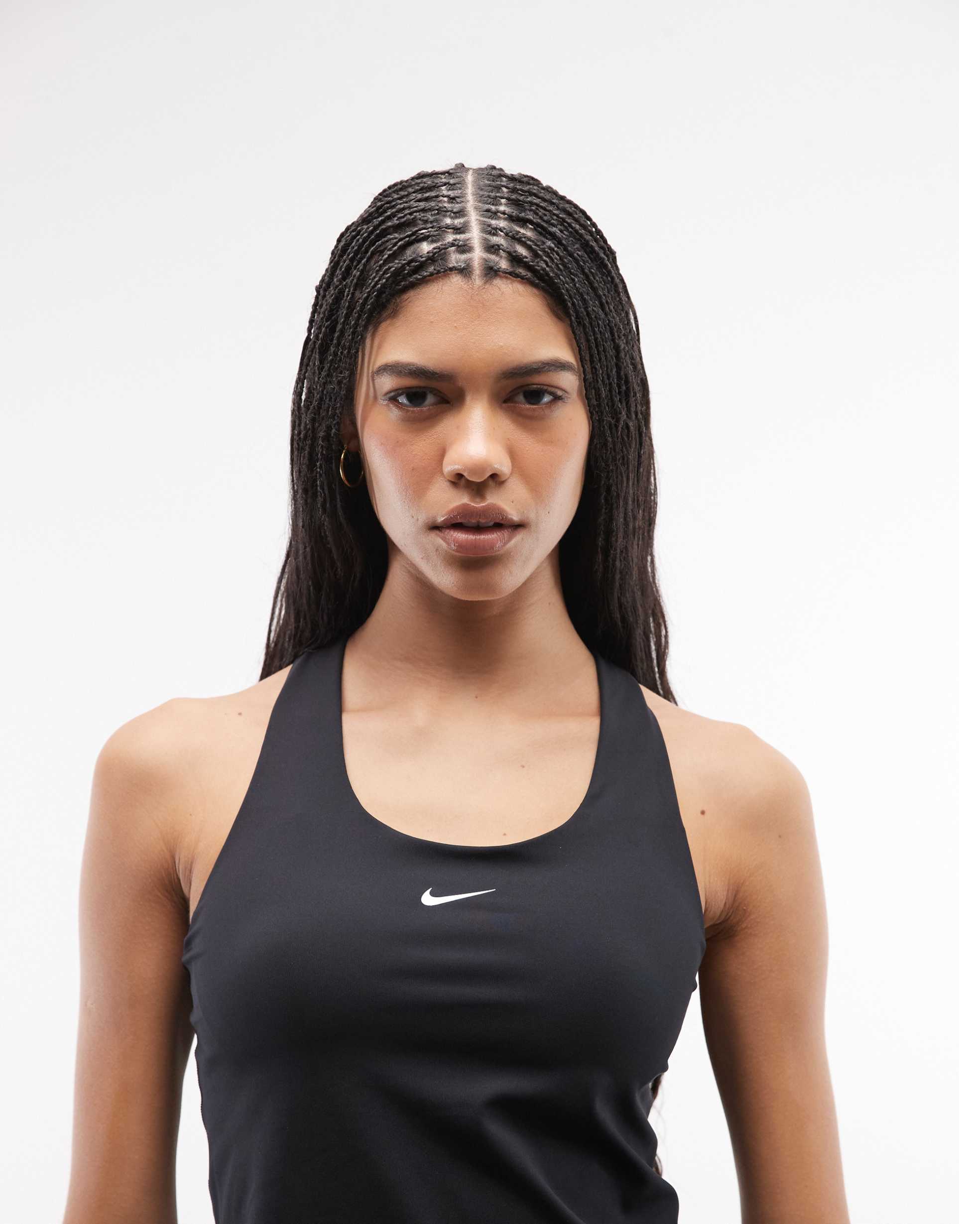 nike training swoosh essentials bra tank top in black