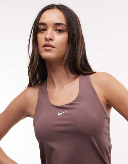 Nike Training Swoosh Essentials bra tank top in brown , 2 of 4