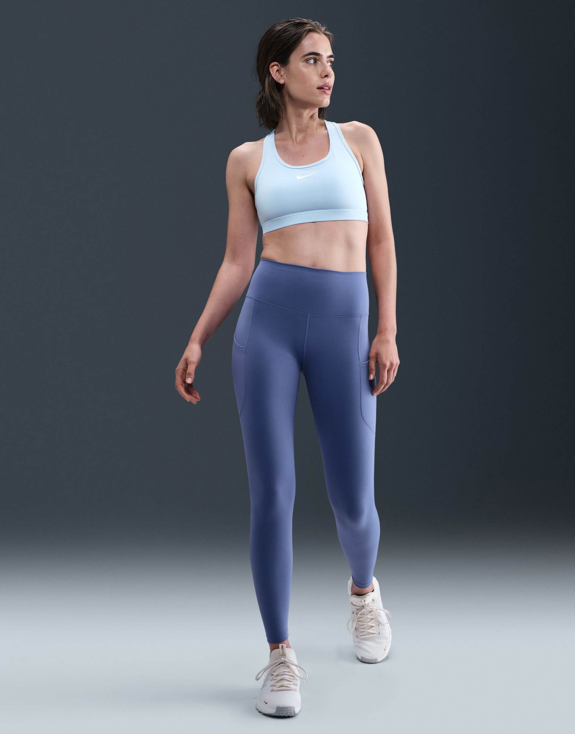 nike training swoosh high support sports bra in blue