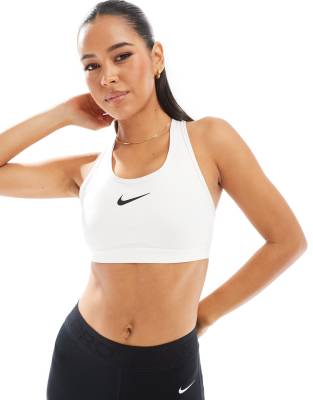 Nike Training Swoosh high support sports bra in white