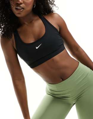 Nike Training Swoosh light support sports bra in black - ASOS Price Checker