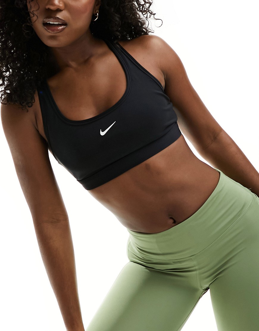 Nike Training Swoosh light support sports bra in black