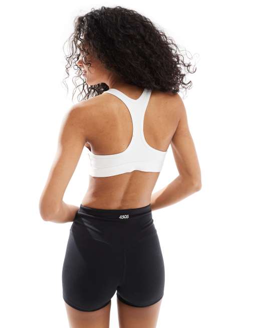 Nike Training Swoosh light support sports bra in white, 2 of 4