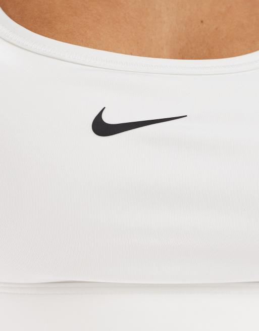 Nike Training Swoosh light support sports bra in white, 4 of 4