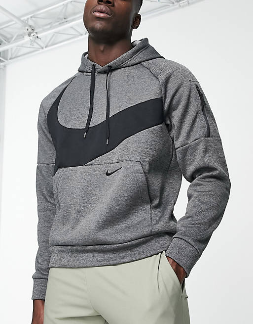 Nike Training Swoosh logo hoodie in gray | ASOS
