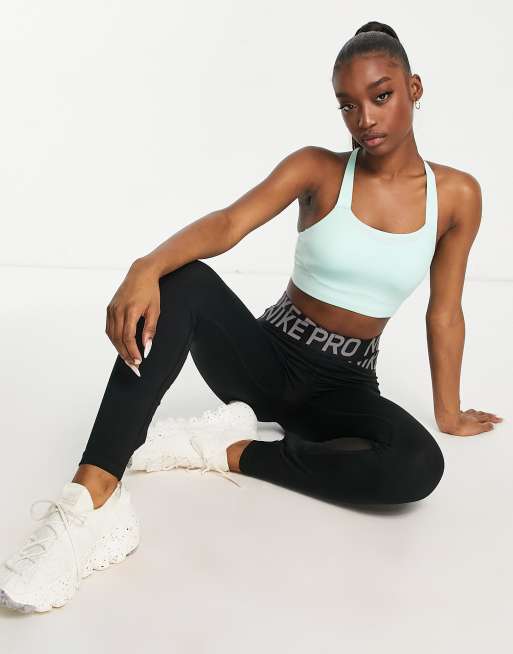 Nike Training Swoosh Luxe Dri-FIT medium support longline sports bra in mint