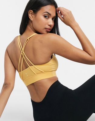 Nike Training Swoosh luxe mid support sports bra in yellow