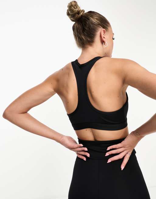 Nike Training swoosh medium support sports bra in black, 2 of 4