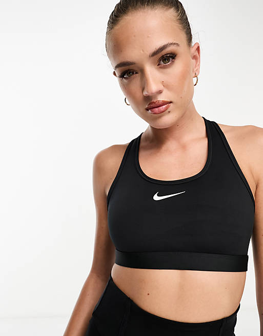 Nike Training swoosh medium support sports bra in black