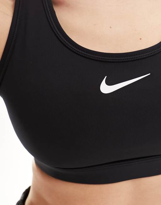Nike Training swoosh medium support sports bra in black, 3 of 4