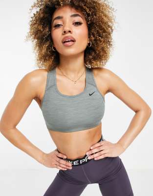 Nike Training swoosh medium support sports bra in grey