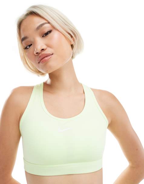 Nike Training Swoosh medium support sports bra in lime green - view 1