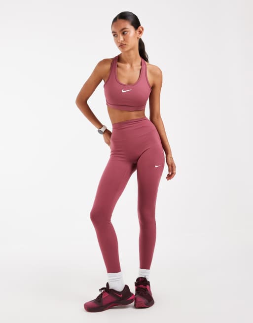 Nike Training Swoosh medium support sports bra in pink, 2 of 4
