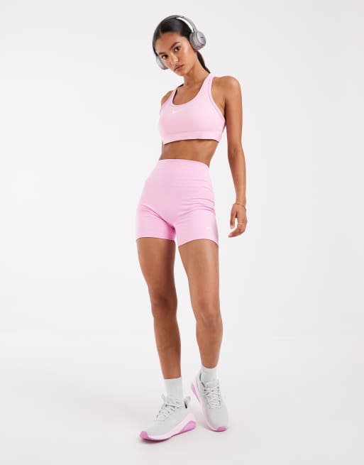 Nike Training Swoosh medium support sports bra in pink, 2 of 4