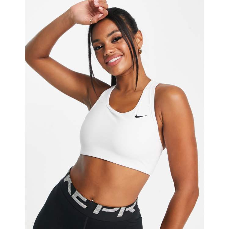 Nike Swoosh Women's Medium-Support Longline Sports Bra - White - TYLER'S