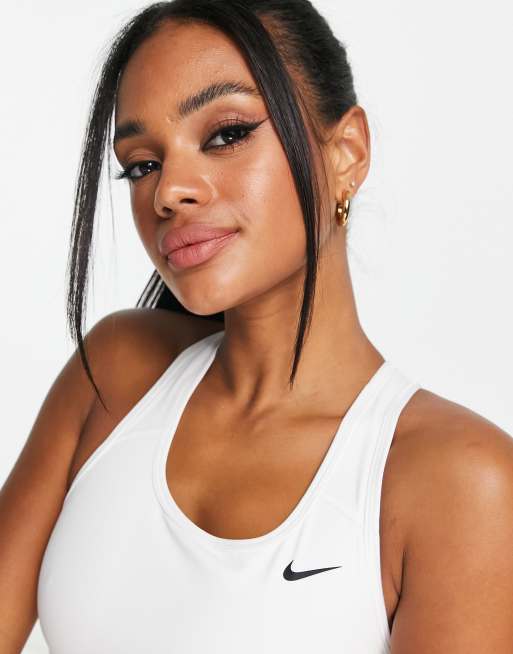 Nike Training swoosh medium support sports bra in white