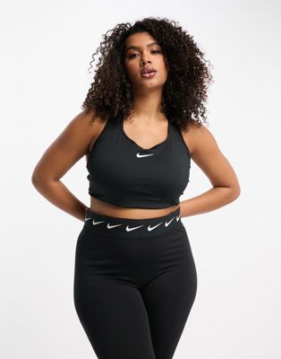 Nike Training Swoosh Plus dri fit padded medium-support bra in black