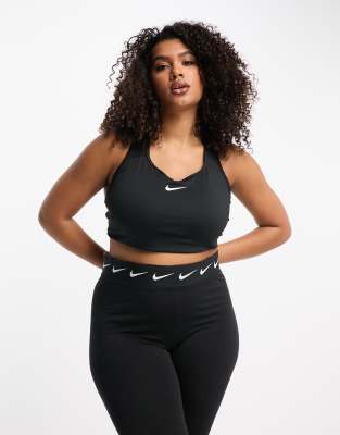 Nike Sutiã Plus Size Swoosh Medium Support em Preto