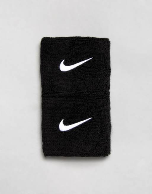 Nike Swoosh Stretch Cotton Terry Sport Wristbands/Sweatbands Black, 2-pk