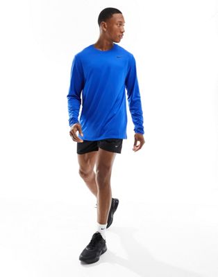 Nike Training Dri-FIT chest swoosh long sleeve in blue - ASOS Price Checker