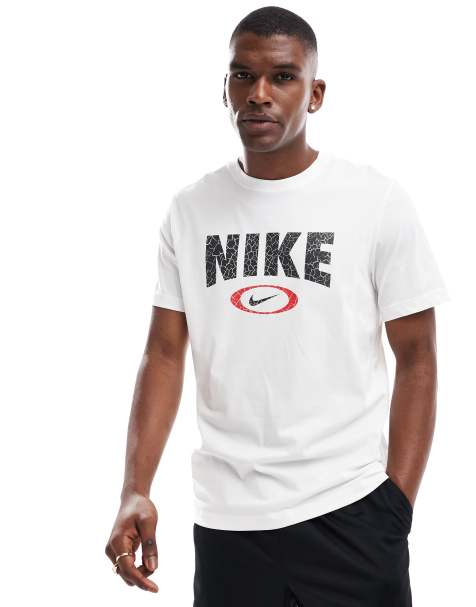 Nike Training - T-shirt met ovaal met swoosh-print in wit - view 1