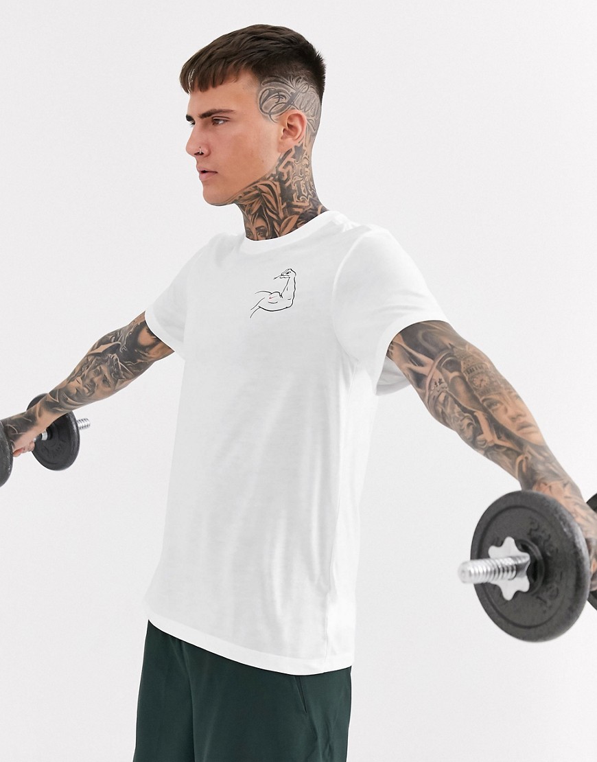 Nike Training - T-shirt met print op de borst in wit