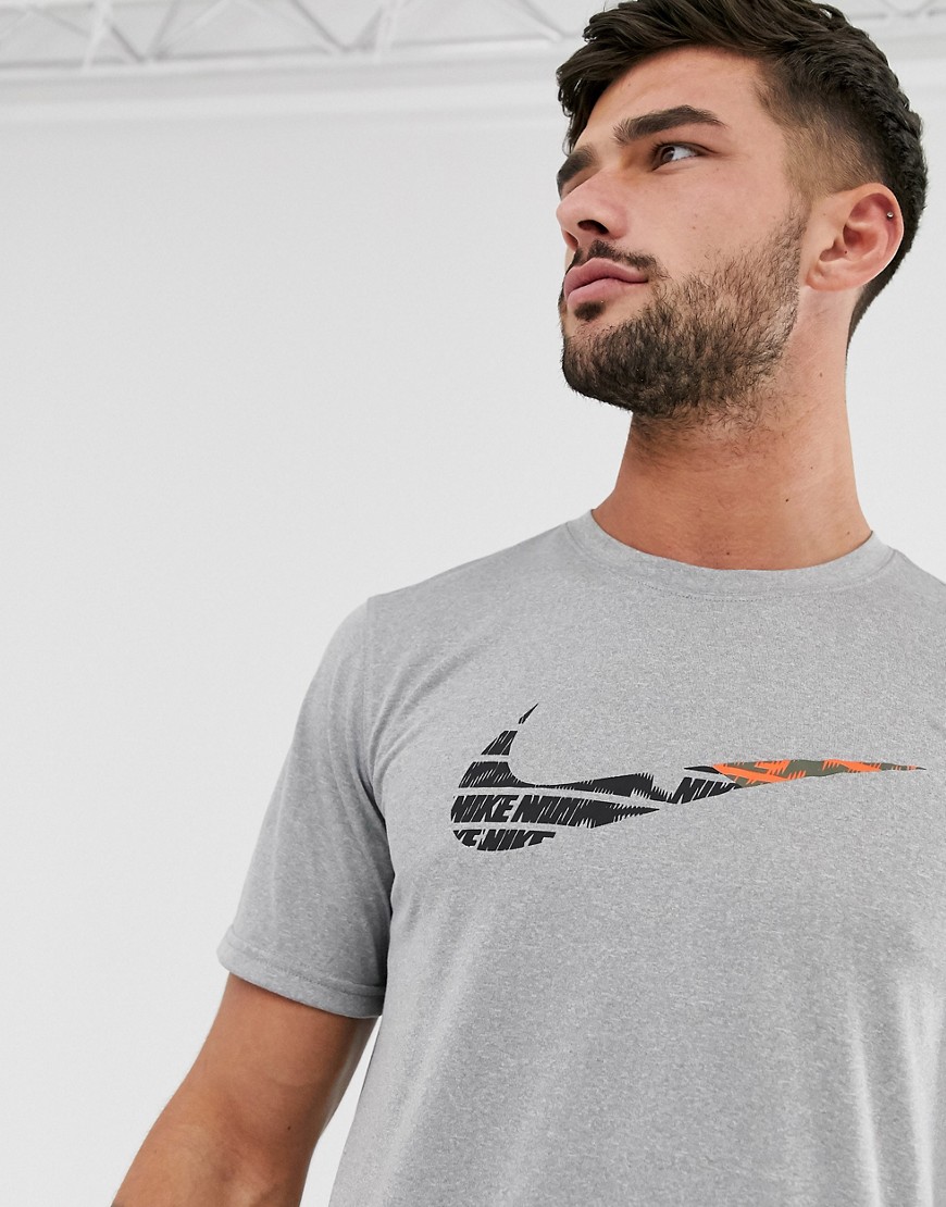 Nike Training t-shirt with swoosh print in grey
