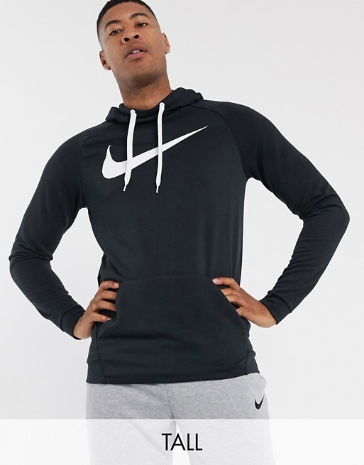Nike Training Tall swoosh logo hoodie in black