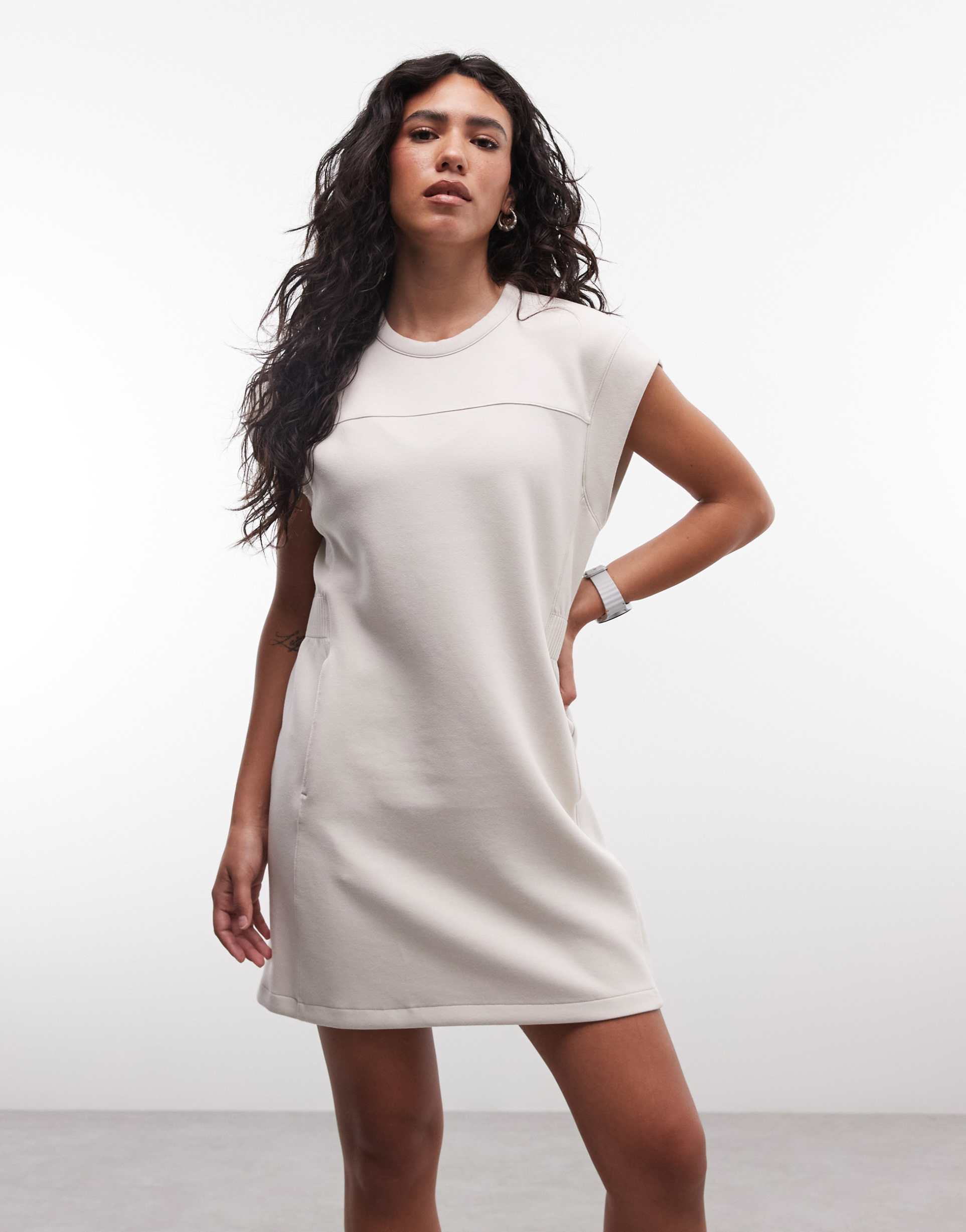nike training tank dress in beige