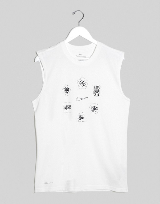 Nike Training tank with graphic print in white