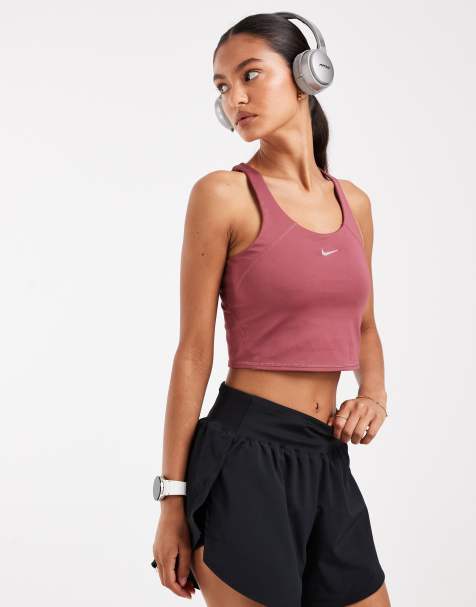 Nike Training Tempo Dri-FIT medium support longline sports bra in pink - view 1