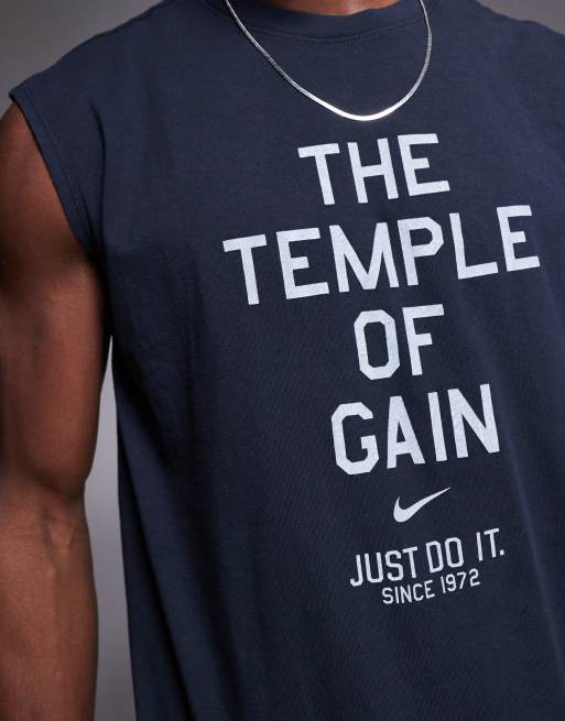 Nike Training The Temple Of Gain graphic tank top in black, 2 of 4
